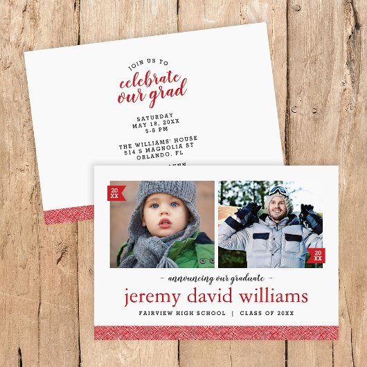 Dann und jetzt Foto Abschluss Einladung