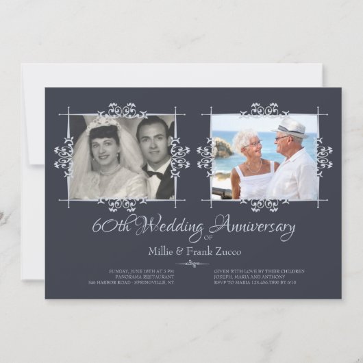 Dann und jetzt Foto Anniversary Einladung (Vorderseite)