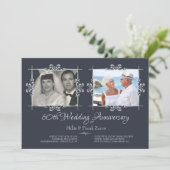 Dann und jetzt Foto Anniversary Einladung (Stehend Vorderseite)