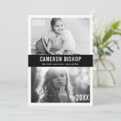 Dann und jetzt Foto Graduation Party Einladung (Stehend Vorderseite)