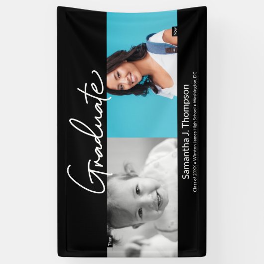 Dann und Jetzt Foto und Grad Foto Banner (Vertikal)