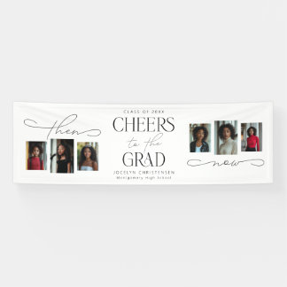 Dann und jetzt Fotocollage Graduation Party Banner