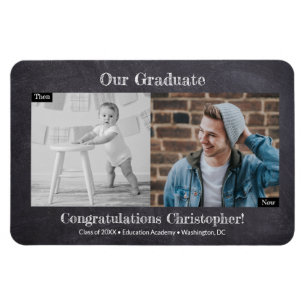 Dann und jetzt Graduate Foto Abschluss Magnet