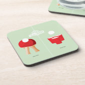 Dann und jetzt: Klingeln Pong Getränkeuntersetzer (Linke Seite)