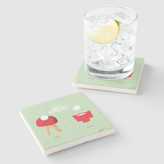 Dann und jetzt: Klingeln Pong Steinuntersetzer (Seitenansicht)