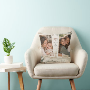 Dann und Jetzt Mutter-Tochter-Foto-Andenken-Decke Kissen