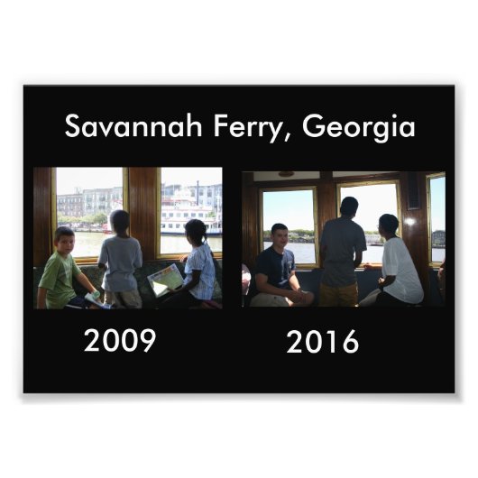Dann und jetzt - Savannah Ferry, GA Fotodruck (Vorne)