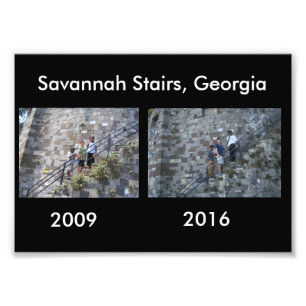 Dann und jetzt - Savannah Treairs, GA Fotodruck