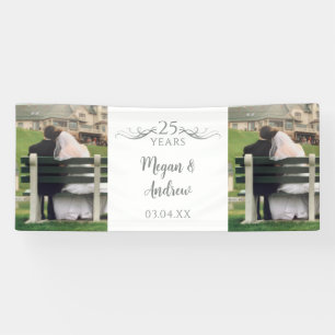 Dann und Jetzt Schriftzug 25. Hochzeitstag Party Banner