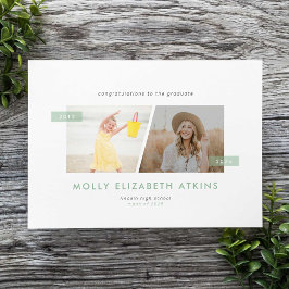 Dann und jetzt zwei Foto Abschluss Ankündigung