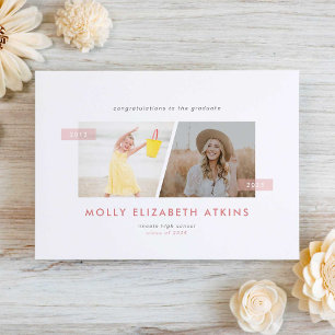 Dann und jetzt zwei Foto Abschluss Ankündigung