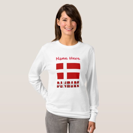 Dannebrog o Danmark Red Personalization T-Shirt (Vorne ganz)