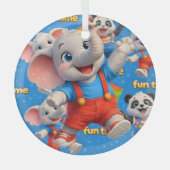 Danny and Dave elephant and panda Funtime Christma Ornament Aus Glas (Vorderseite)