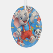 Danny and Dave elephant and panda Funtime Christma Ornament Aus Glas (Vorderseite links)