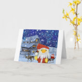 Danny Duck als Santa am Nordpol Karte (Gelbe Blume)