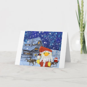 Danny Duck als Weihnachtsmann am Nordpol Karte