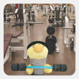 Danny Duck im Fitnessstudio Quadratischer Aufkleber