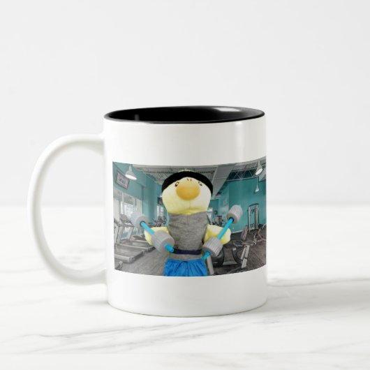 Danny Duck im Gym Zweifarbige Tasse (Links)