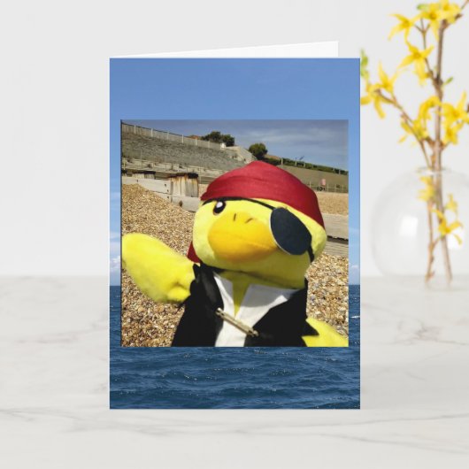 Danny Duck the Pirate Birthday Card Karte (Gelbe Blume)