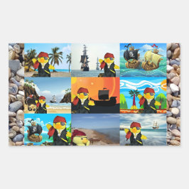 Danny Duck the Pirate Collage Rechteckkantsticker Rechteckiger Aufkleber