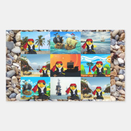 Danny Duck the Pirate Collage Rechteckkantsticker Rechteckiger Aufkleber