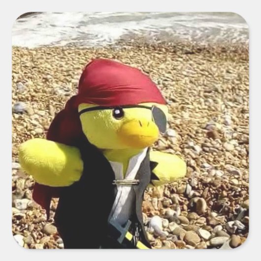 Danny Duck the Pirate Quadratischer Aufkleber (Vorderseite)