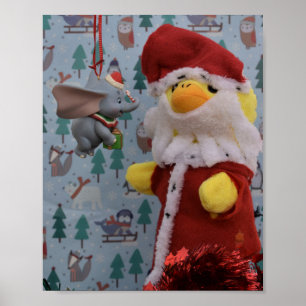 Danny Duck Weihnachtsmann. Baumschmuck Poster