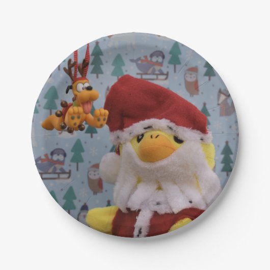 Danny Duck Weihnachtsmann. Pappteller (Vorderseite)