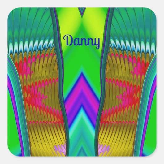DANNY ~ Multicolored 3D ~ Quadratischer Aufkleber (Vorderseite)