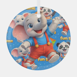 Danny und Dave Elefant und Panda Funtime Weihnacht Ornament Aus Glas