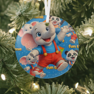 Danny und Dave Elefant und Panda Funtime Weihnacht Ornament Aus Glas