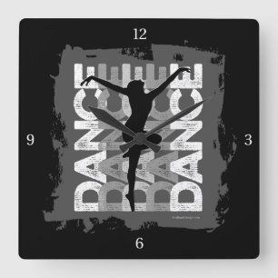 Danse et Lettres (Tanz) Quadratische Wanduhr