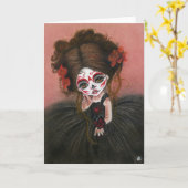 Danse Macabre big eye girl dia de los muertos Card Karte (Gelbe Blume)