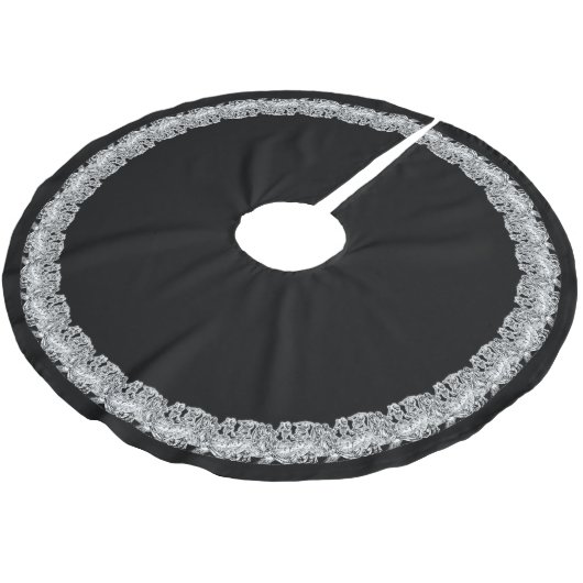 Danse Macabre Schwarz Polyester Weihnachtsbaumdecke (Schrägansicht)