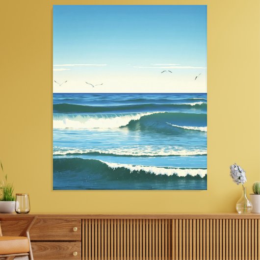 Dansende Golven onder de Hemel Leinwanddruck (Insitu (Wohnzimmer))