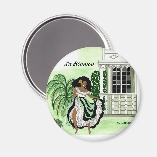 Danseuse et case, Île de La Réunion Magnet (Vorderseite/Rückseite)