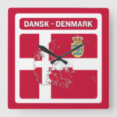 Dansk Denmark Flag Quadratische Wanduhr (Vorderseite)