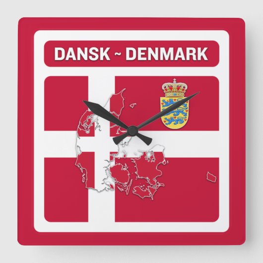 Dansk Denmark Flag Quadratische Wanduhr (Vorderseite)