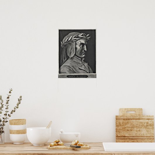 Dante Alighieri Portrait Etching Poster (Küche)