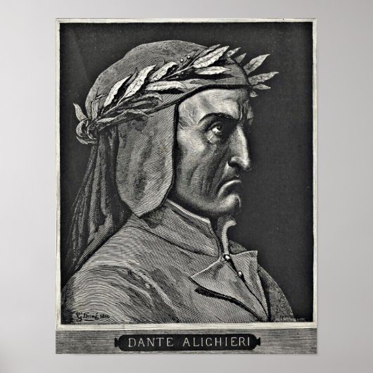 Dante Alighieri Portrait Etching Poster (Vorne)