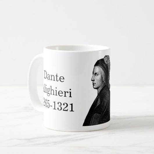 Dante Alighieri Zitat über Verse Kaffeetasse (Vorderseite Links)