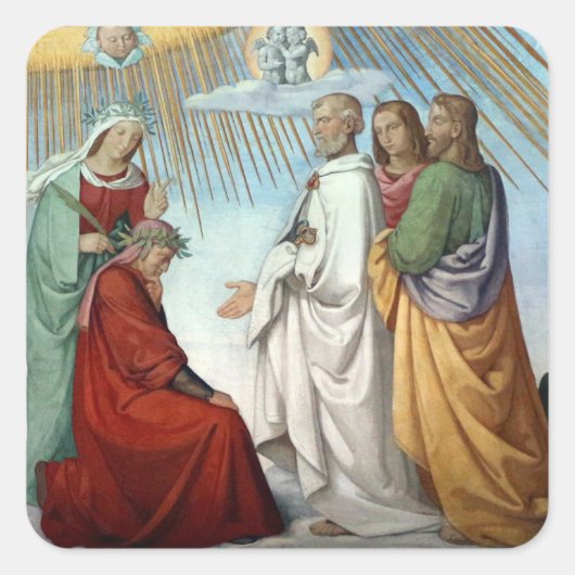 Dante & Beatrice kommen auf den Feststern an - Quadratischer Aufkleber (Vorderseite)