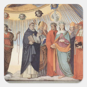 Dante & die Heiligen auf der Sonne - Paradiso Quadratischer Aufkleber