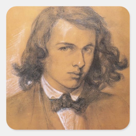 Dante Gabriel Rossetti - Selbstportrait Quadratischer Aufkleber (Vorderseite)