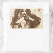 Dante Gabriel Rossetti - Sketch in halber Länge Rechteckiger Aufkleber (Tasche)