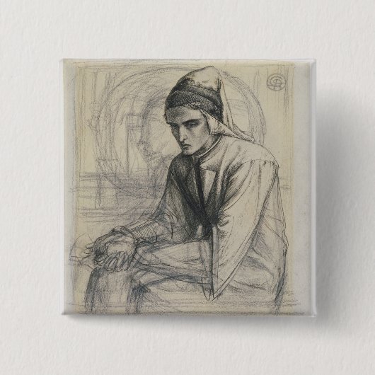 Dante in der Meditation, die einen Granatapfel, Button (Vorderseite)