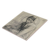 Dante in der Meditation, die einen Granatapfel, Fliese (Seite)