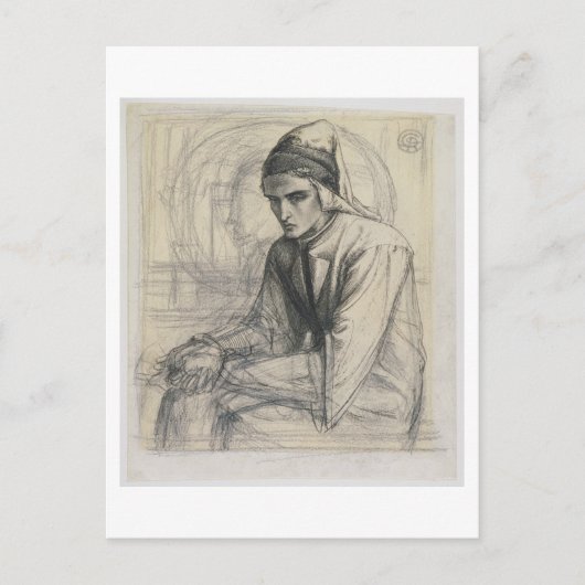 Dante in Meditation Holding a Pomegranate, c.1852 Postkarte (Vorderseite)