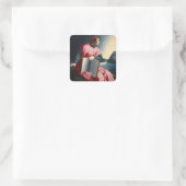 Dante mit Buch-Feeling Quadratischer Aufkleber (Tasche)