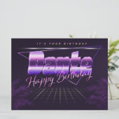 Dante Name Vorname lila retro Karte Geburtstag (Stehend Vorderseite)